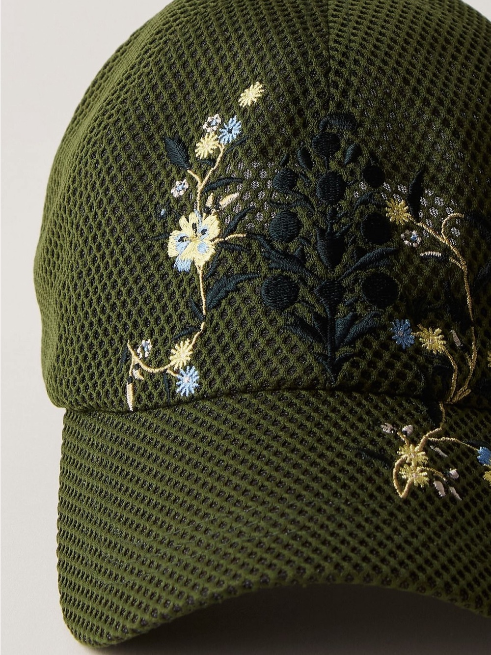 Free People Movement Embroidered Floral Hot The Trail Baseball Cap - Green NWT - Picture 3 of 9